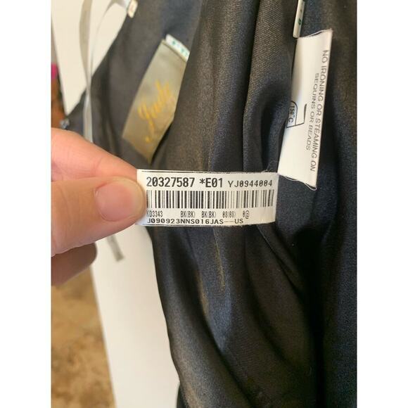 Jade Couture Black Maxi Long One Shoulder Rouched Chiffon Formal Dress Size 8 - Picture 9 of 11